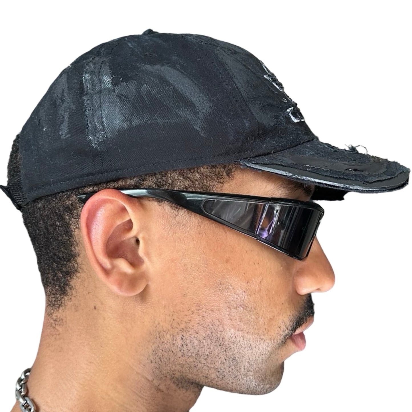 ASTROBOI* x Corvette Black Distressed Streetwear Hat - left