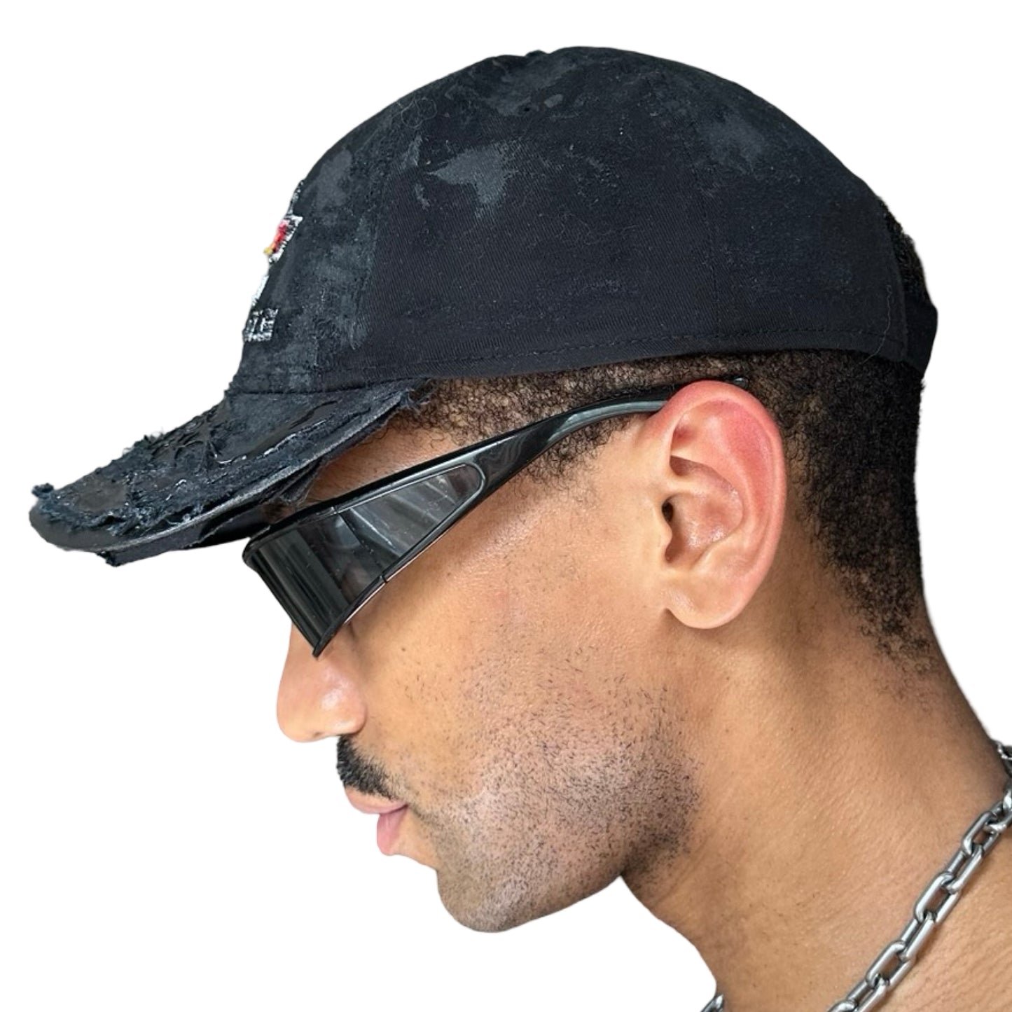 ASTROBOI* x Corvette Black Distressed Streetwear Hat - left