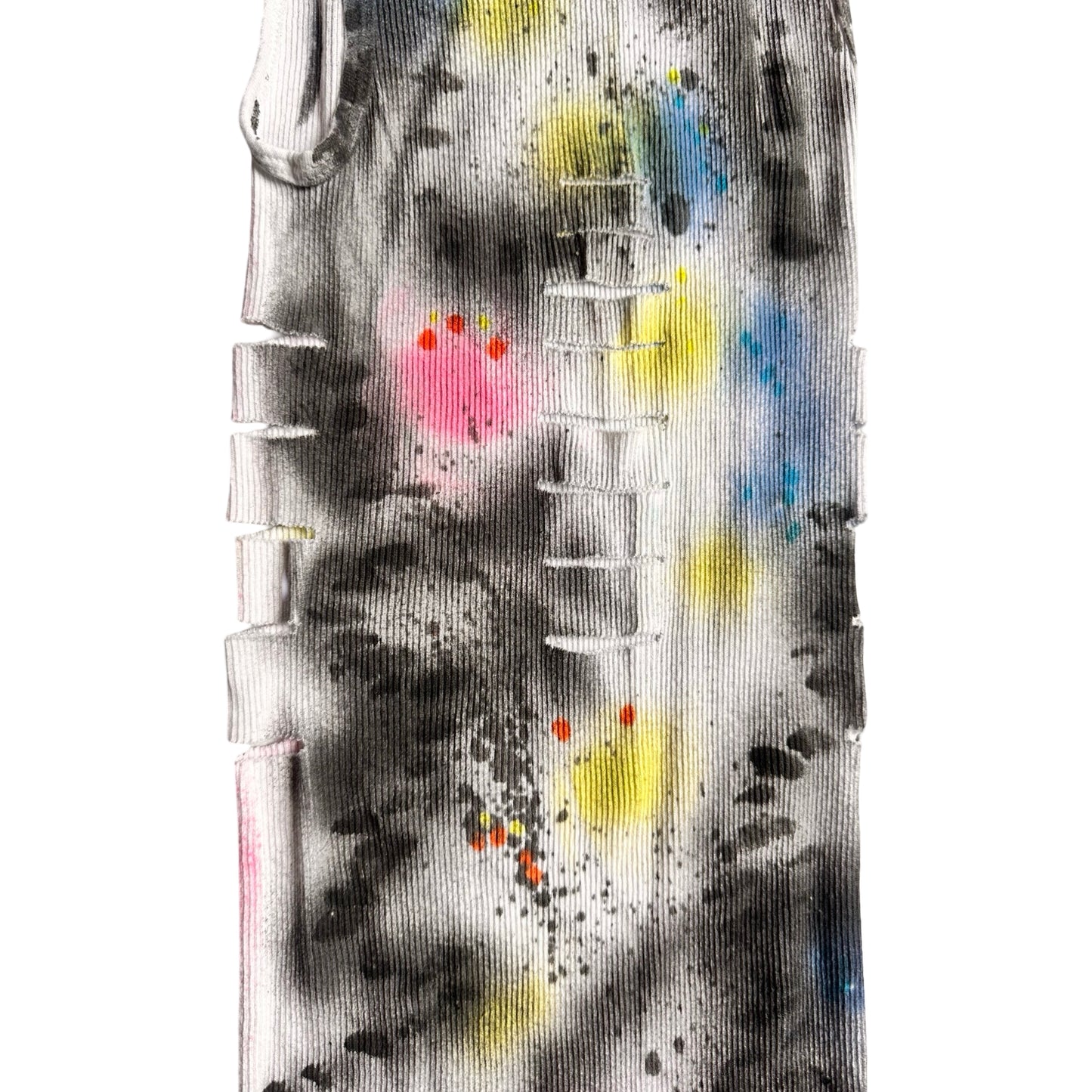 ASTROBOI* x Hanes 'HEAVEN' White Ribbed Pink/Yellow/Black/Blue Graphic Print Tank Top – flat front detail