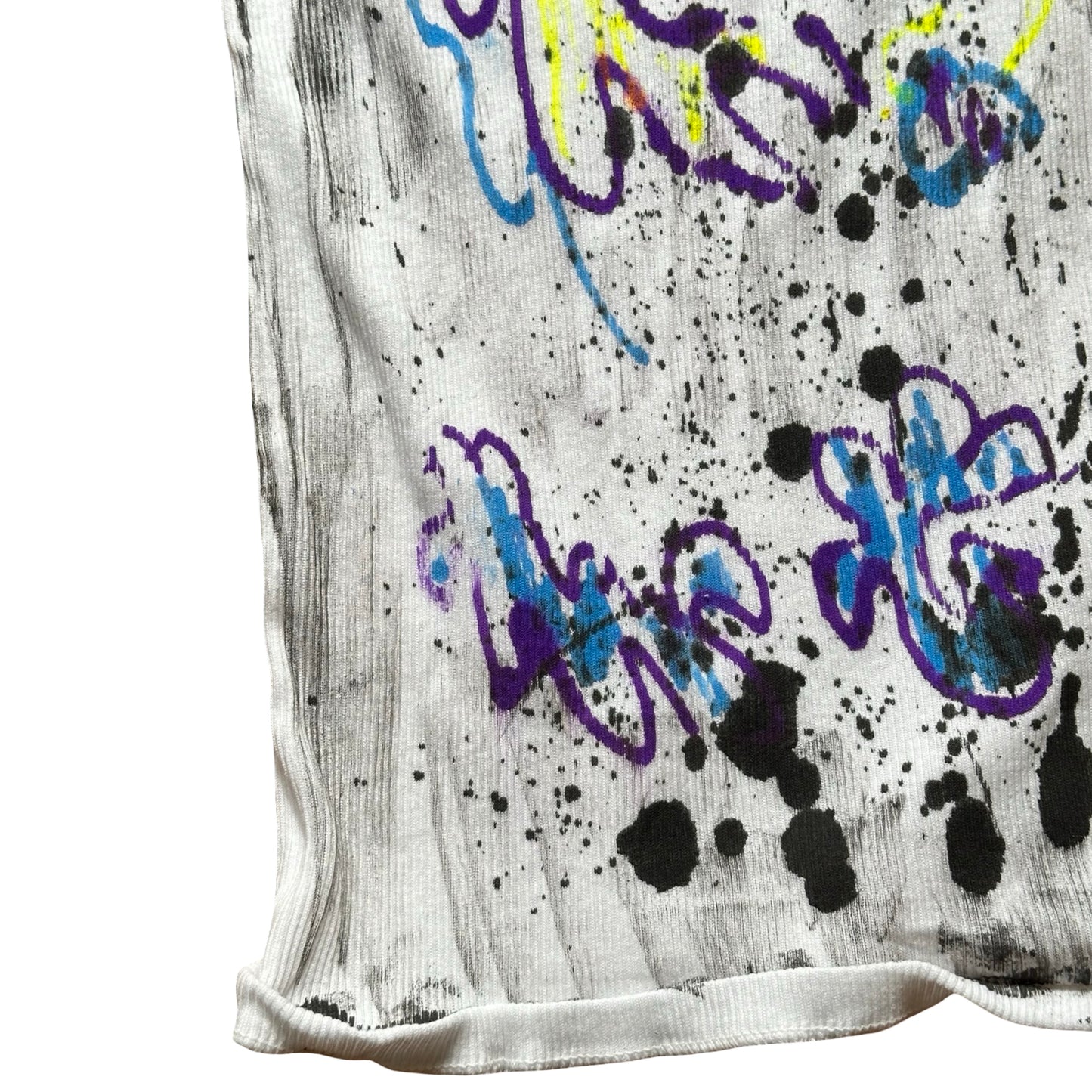 ASTROBOI* x Hanes 'Skies' White Graphic Print Tank Top - bottom detail