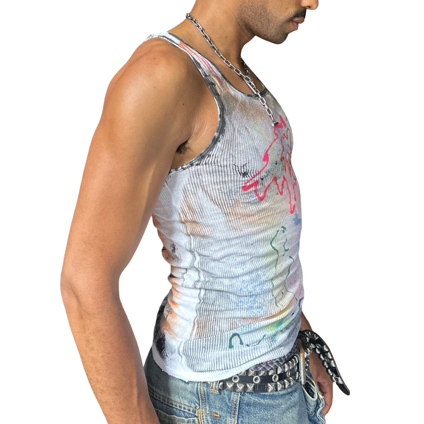 ASTROBOI* x Hanes 'HEAVEN' White Graphic Print Tank Top - right