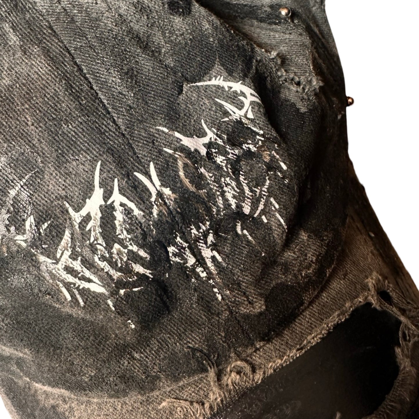 ASTROBOI* 'Indie Grunge' Black Distressed Hat - flat front detail