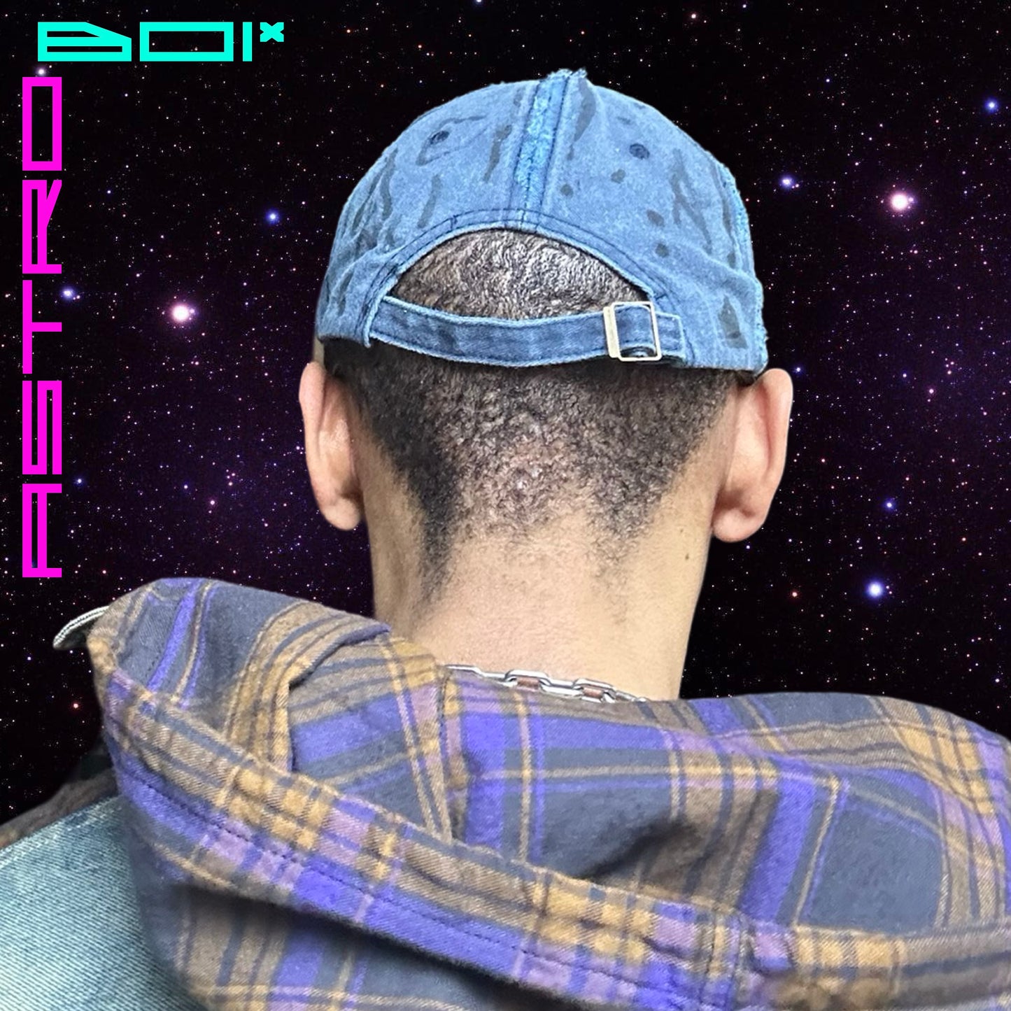 ASTROBOI* 'Lights of Paris' Blue Rhinestone Baseball Graffiti Hat