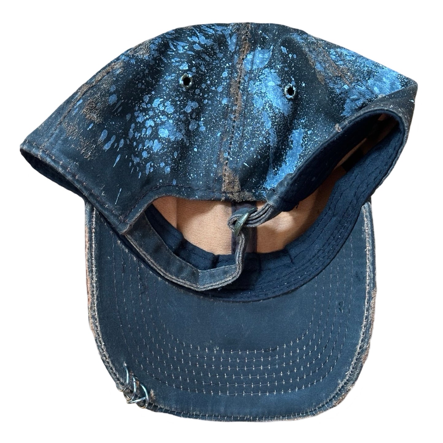 ASTROBOI* Paint Splatter & Pierced Brown Leather Resin Hat , flat back
