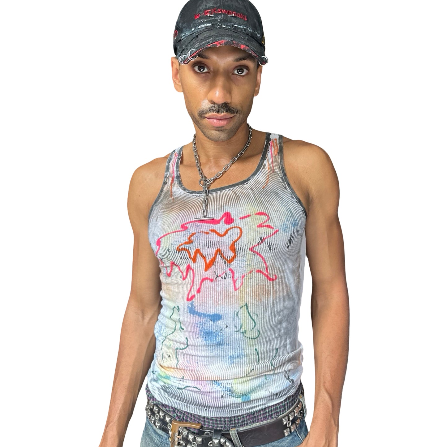 ASTROBOI* x Hanes 'HEAVEN' White Graphic Print Tank Top - overview