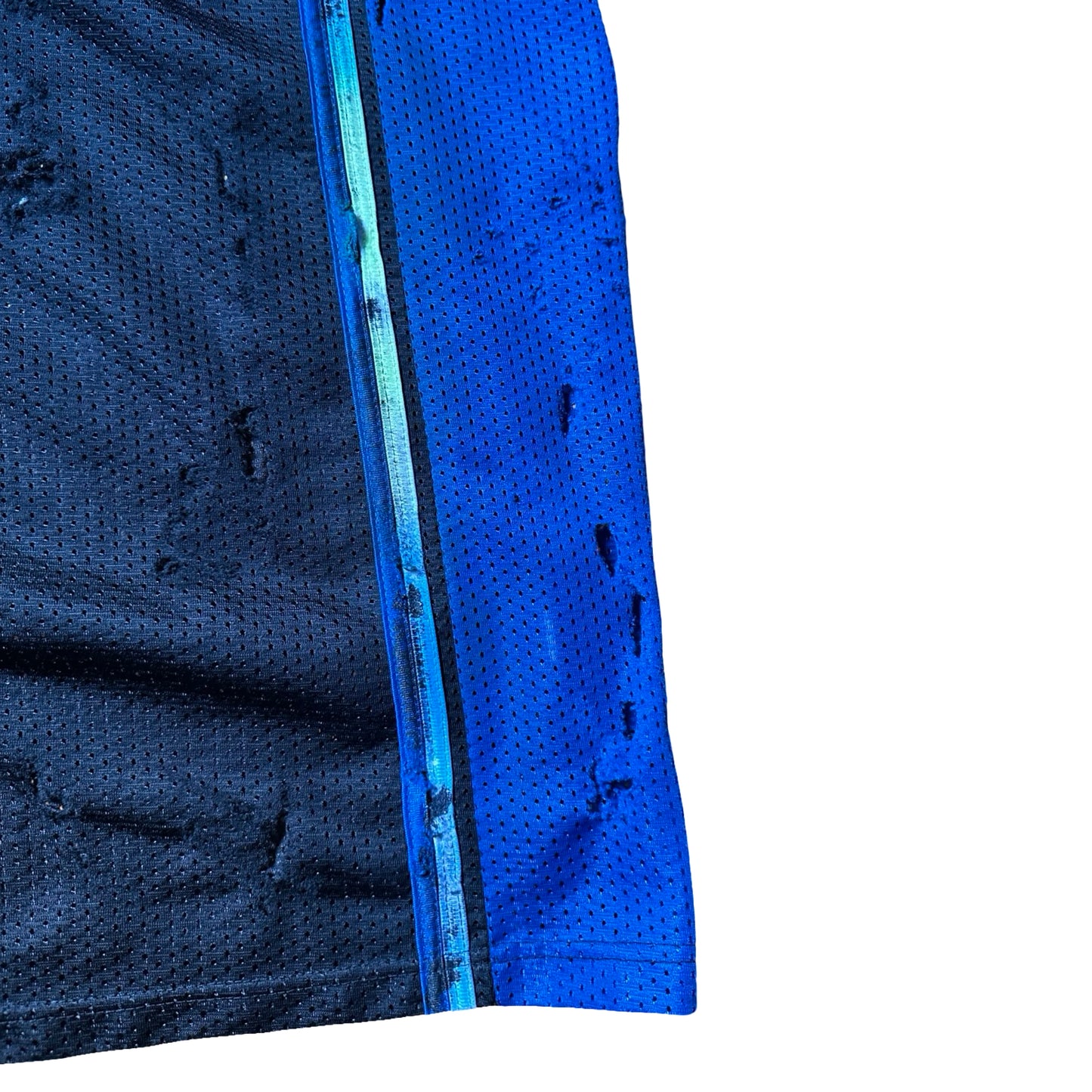 ASTROBOI* XXL Black & Blue Distressed Mesh Grunge Jersey - bottom detail