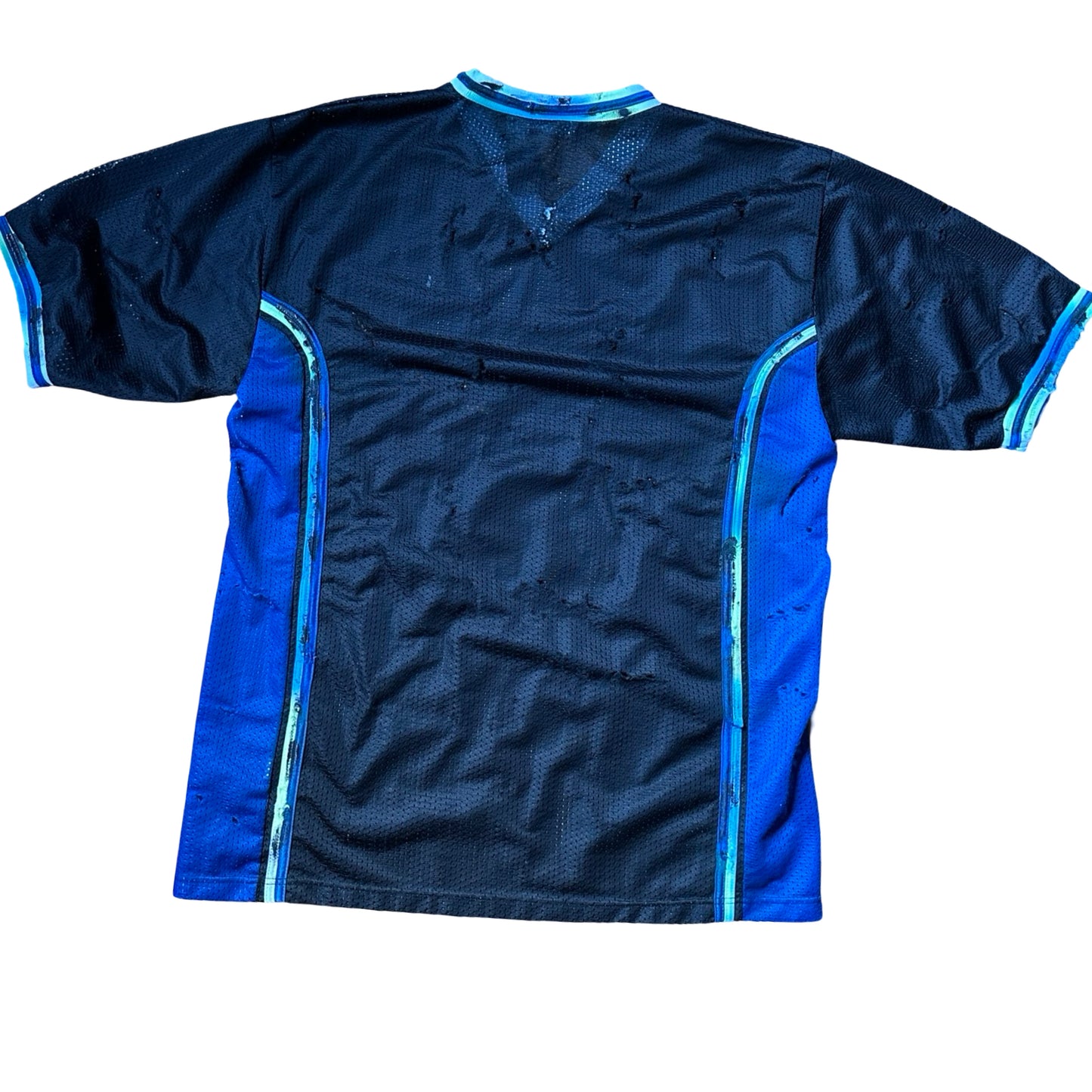 ASTROBOI* XXL Black & Blue Distressed Mesh Grunge Jersey - back