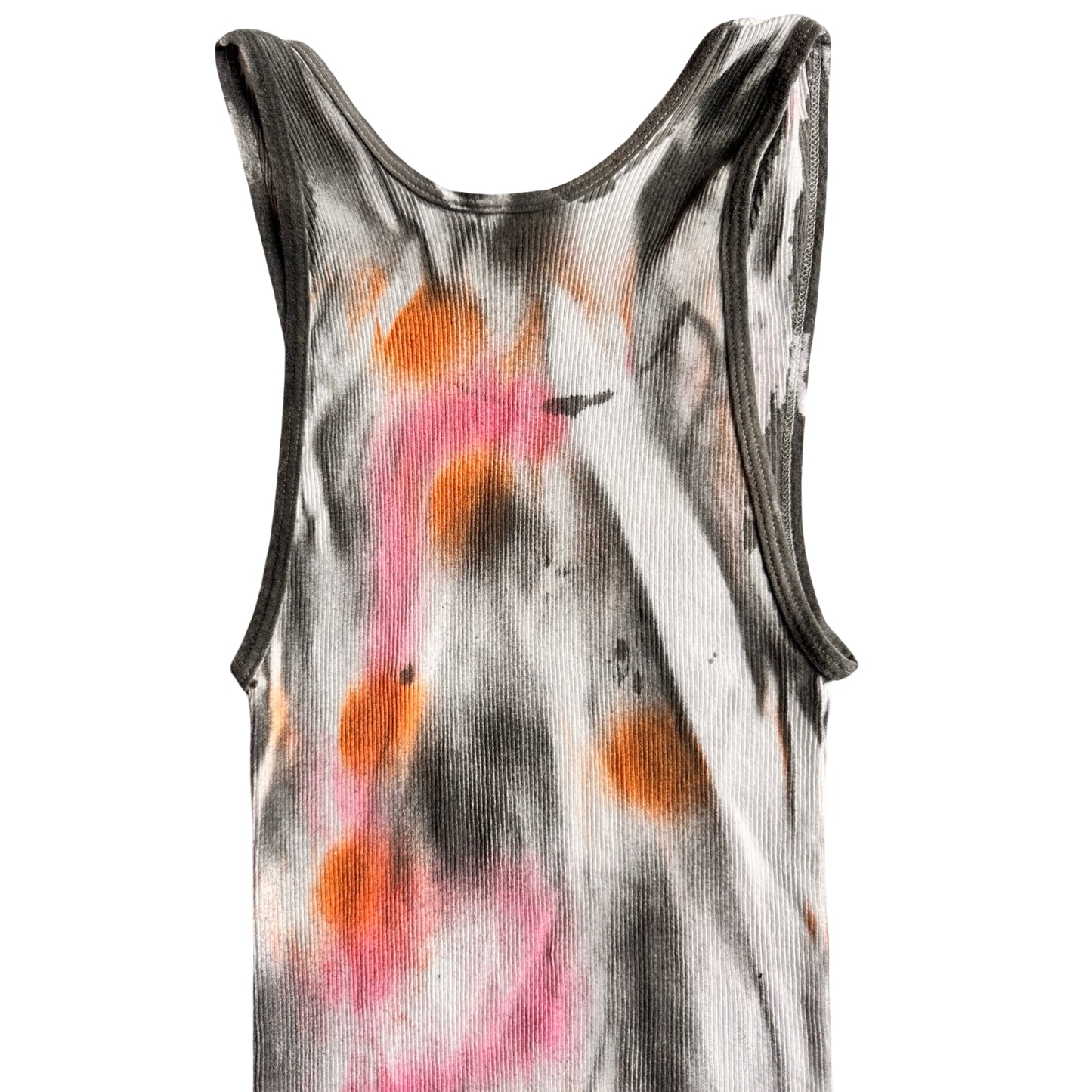 ASTROBOI* x Hanes 'Mars' White Ribbed Pink/Orange/Black Graphic Print Tank Top – flat back top