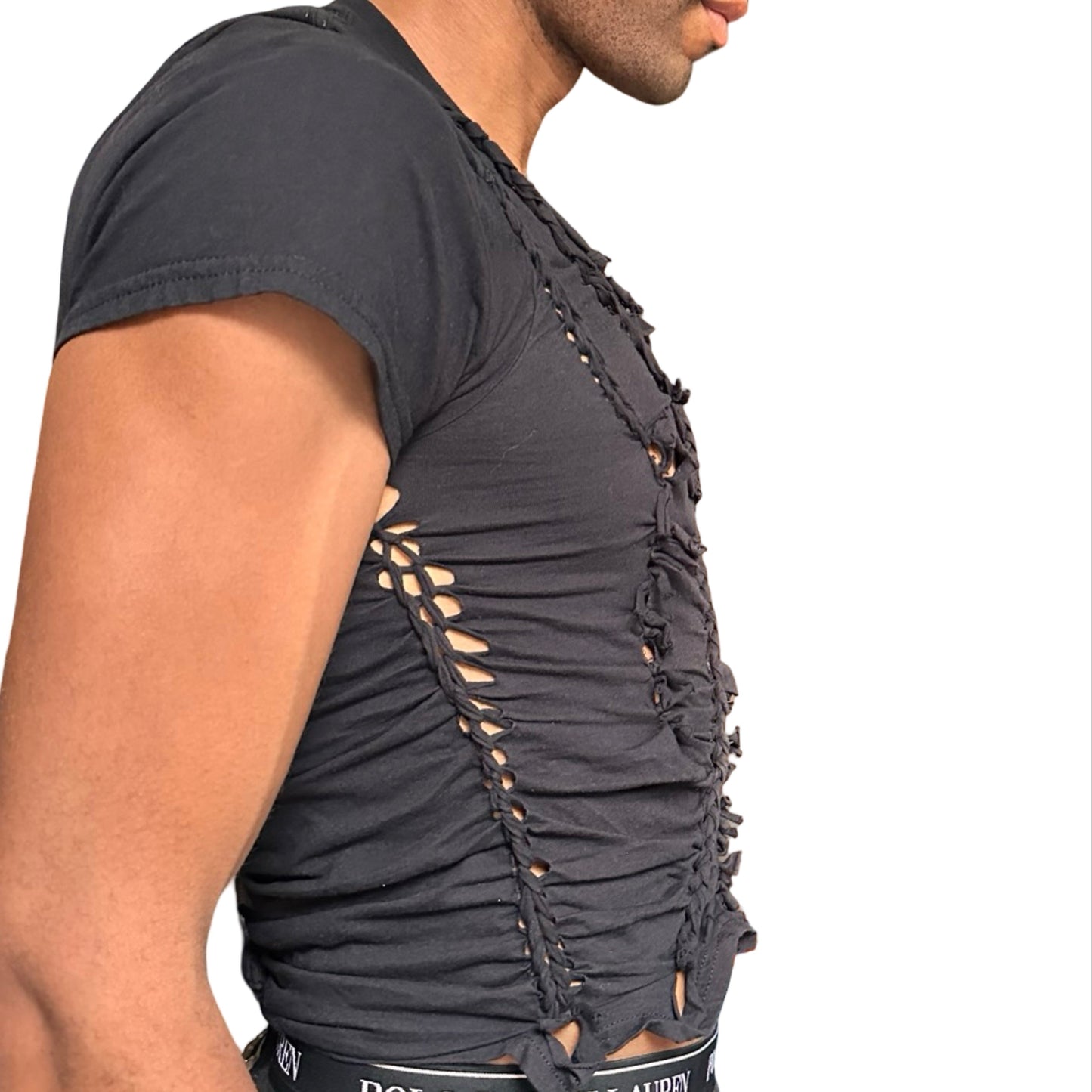 ASTROBOI* x Hanes 'Coal' Black Braided Twist T-Shirt - right