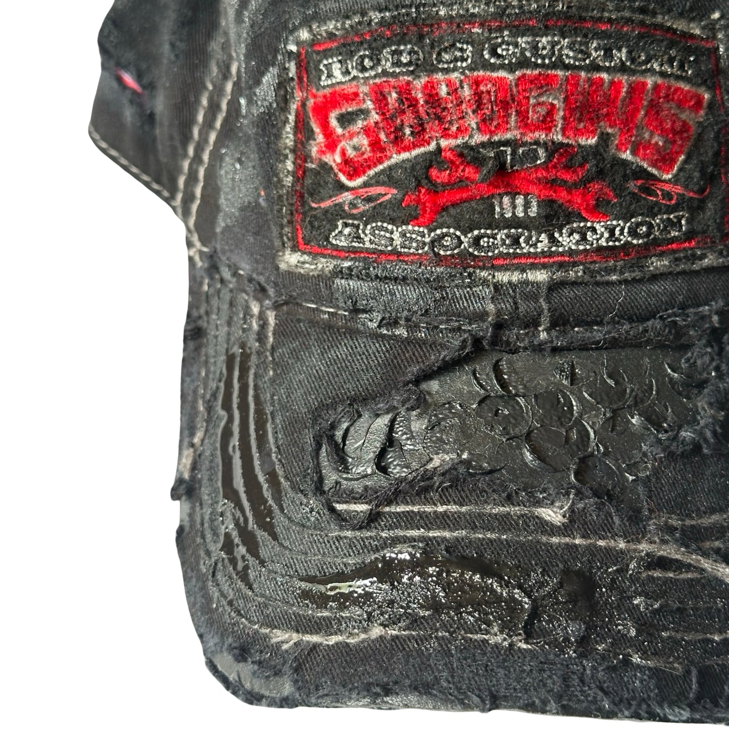 ASTROBOI* 'Goodguys' Black Distressed Resin Hat - front left flat