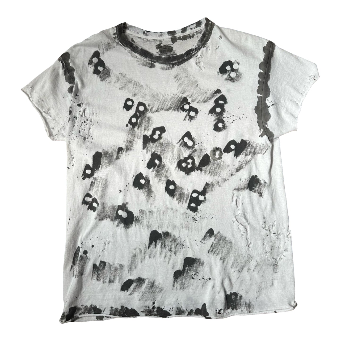 ASTROBOI* x Hanes White & Black Abstract Painted T-shirt – flat front 1