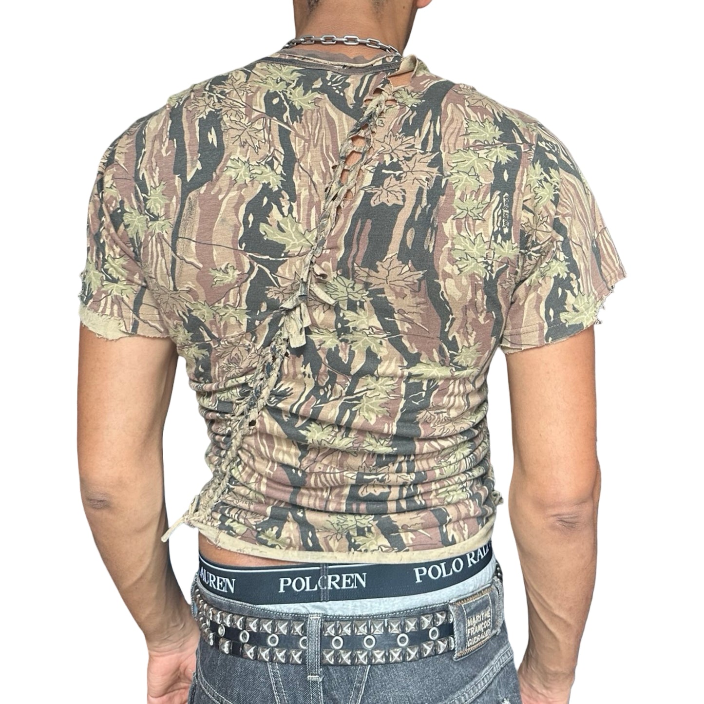 ASTROBOI* Tan Real Tree Camo Braided Twist T-Shirt – back