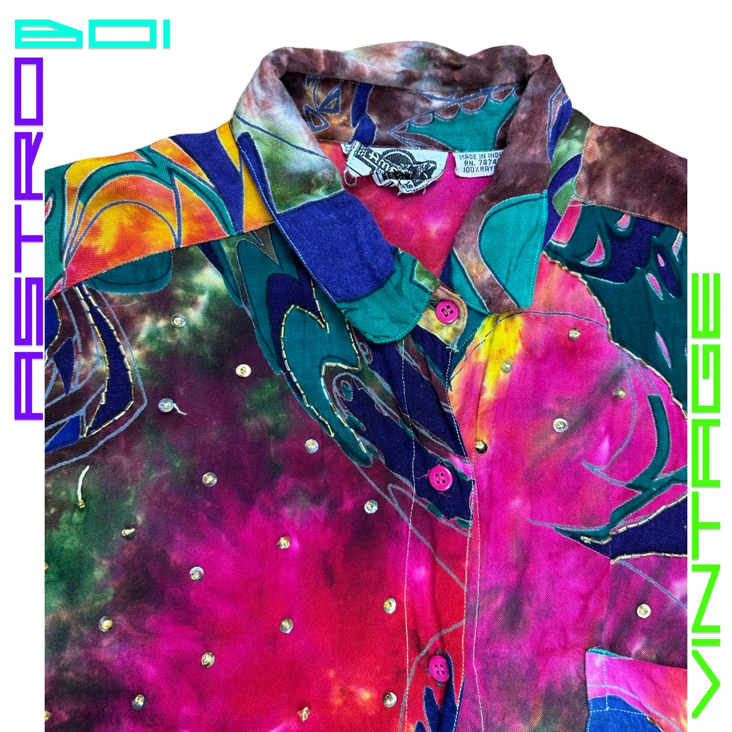 VINTAGE 90s TECHNICOLOR SEQUIN SHIRT