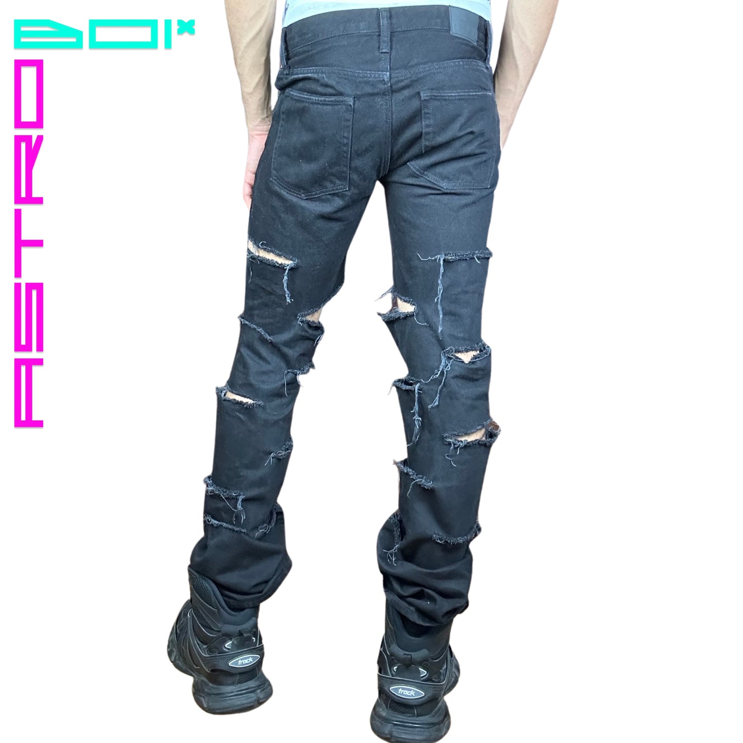 ASTROBOI* TATTERED PUNK JEANS_ BLACK