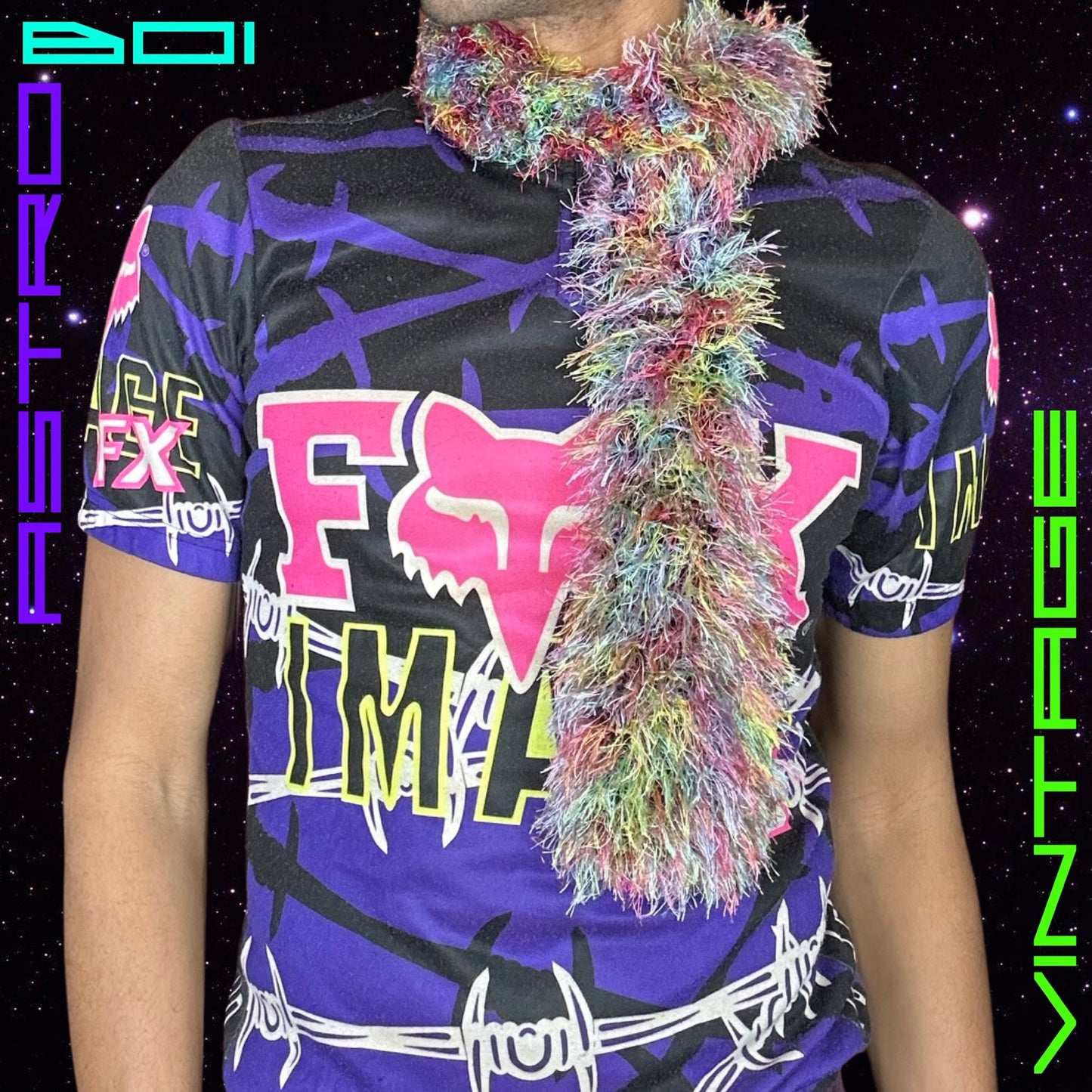 FUZZY BOA SCARF_ RAINBOW