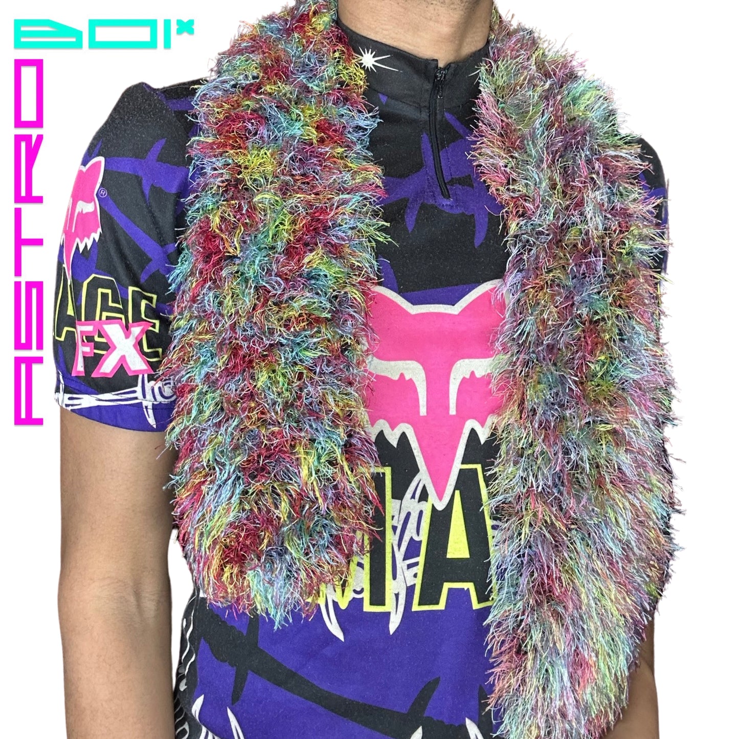 FUZZY BOA SCARF_ RAINBOW