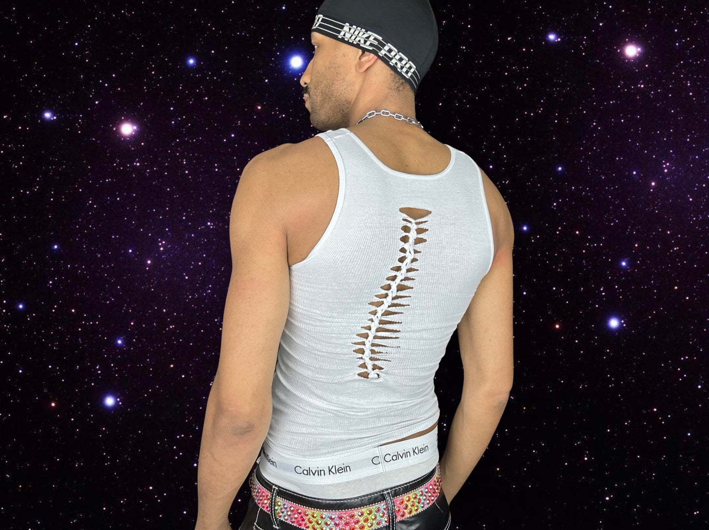ASTROBOI* WHITE RISKY BRAIDED TANK TOP