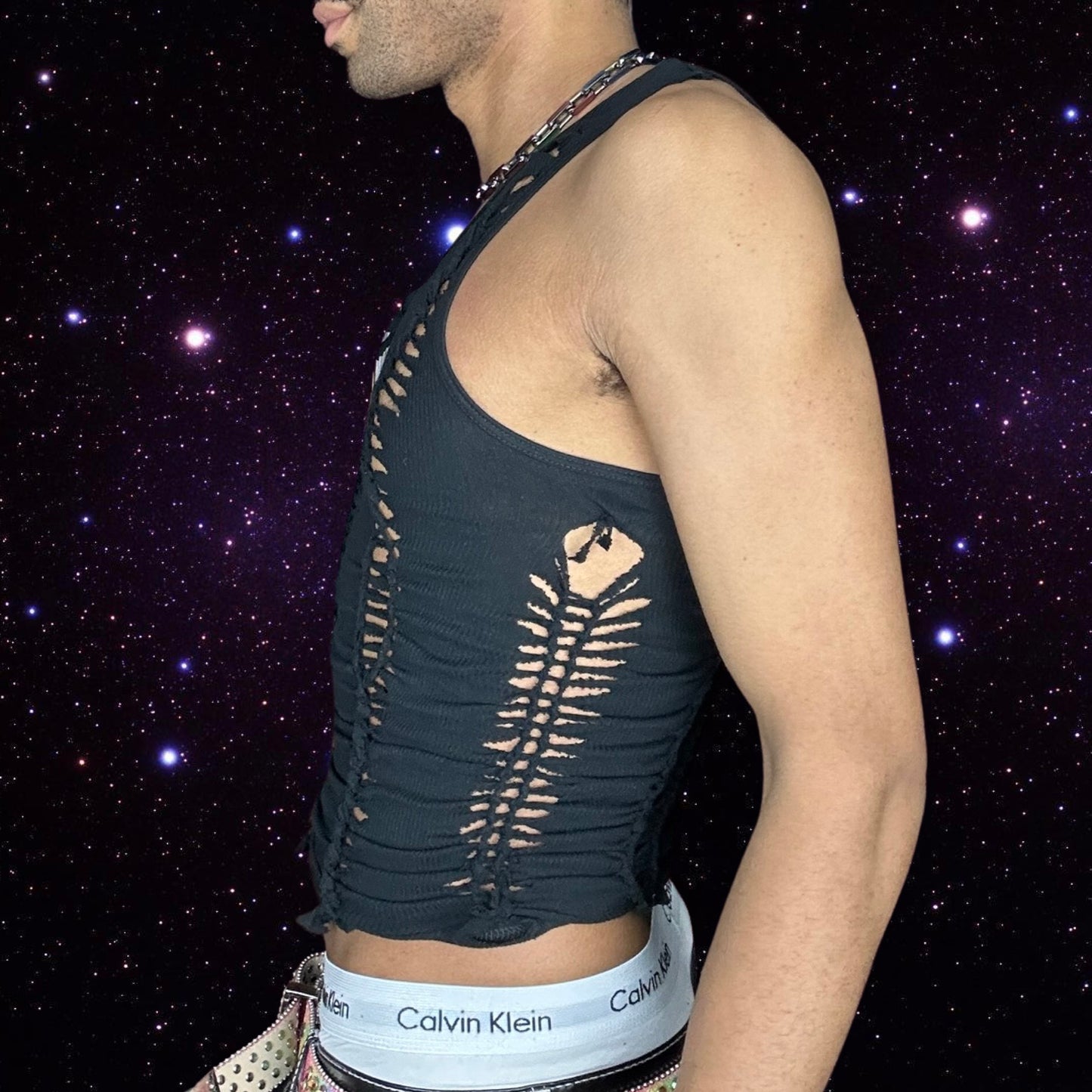 ASTROBOI* BLACK RAVE BRAIDED TANK TOP