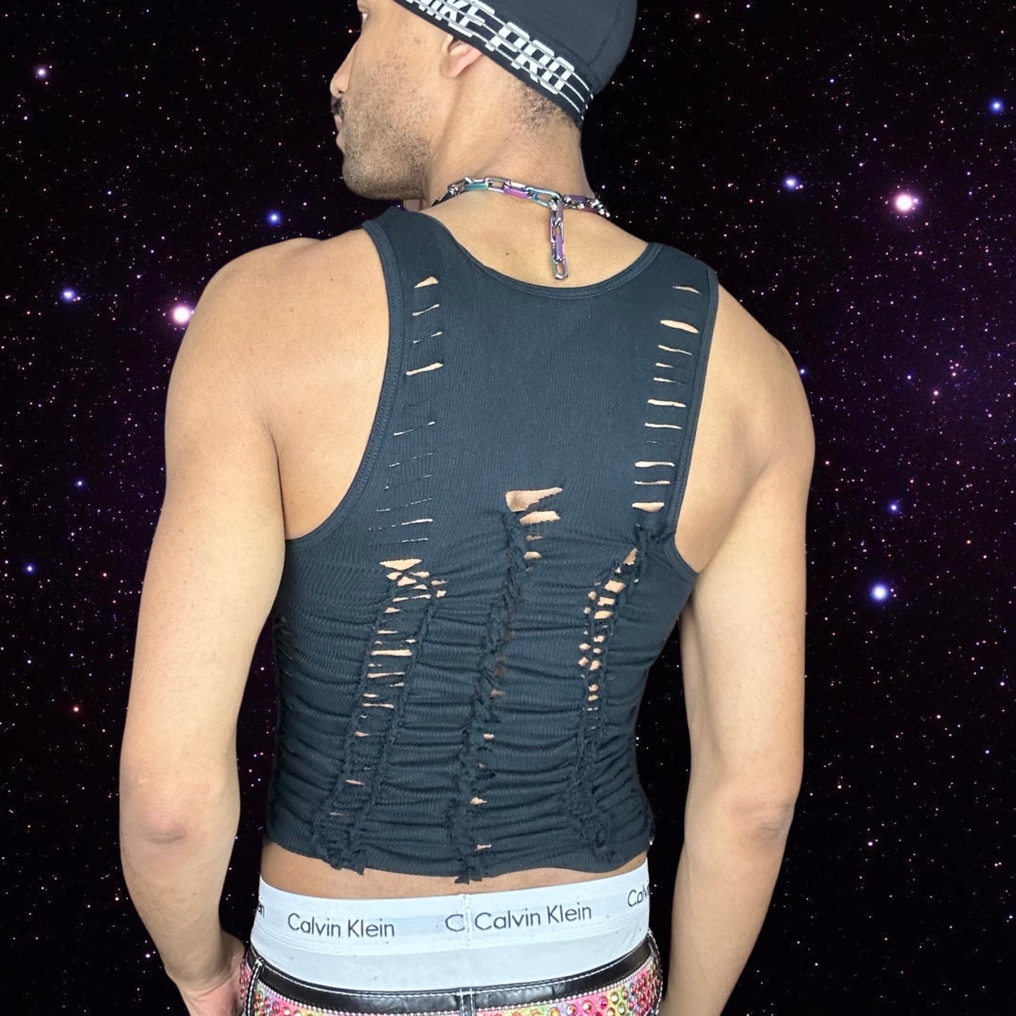 ASTROBOI* BLACK RAVE BRAIDED TANK TOP