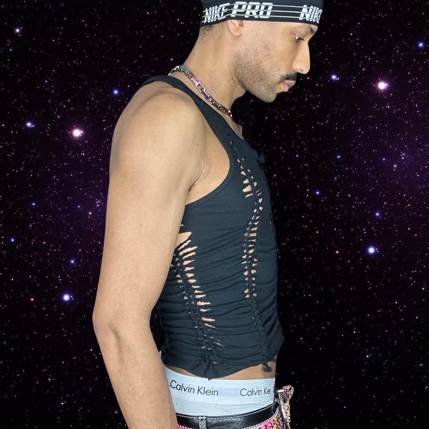 ASTROBOI* BLACK RAVE BRAIDED TANK TOP