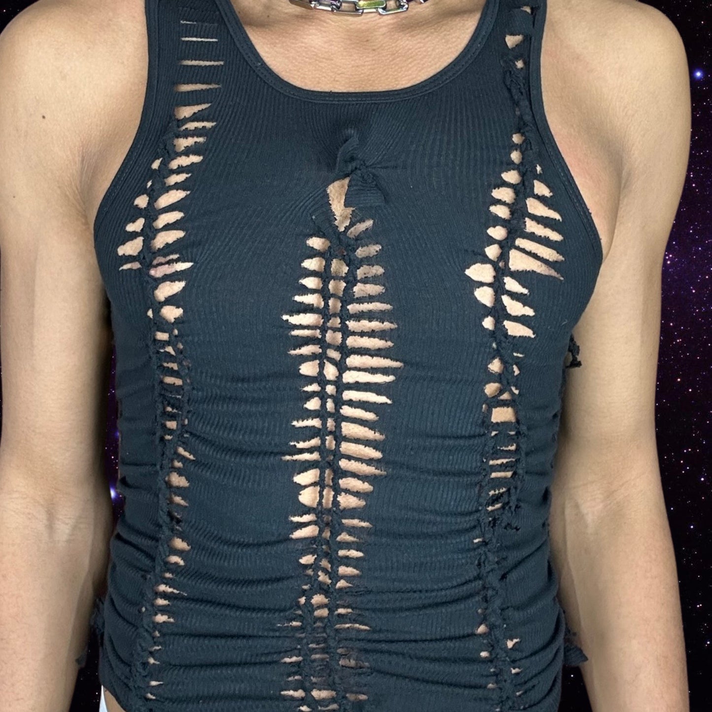 ASTROBOI* BLACK RAVE BRAIDED TANK TOP