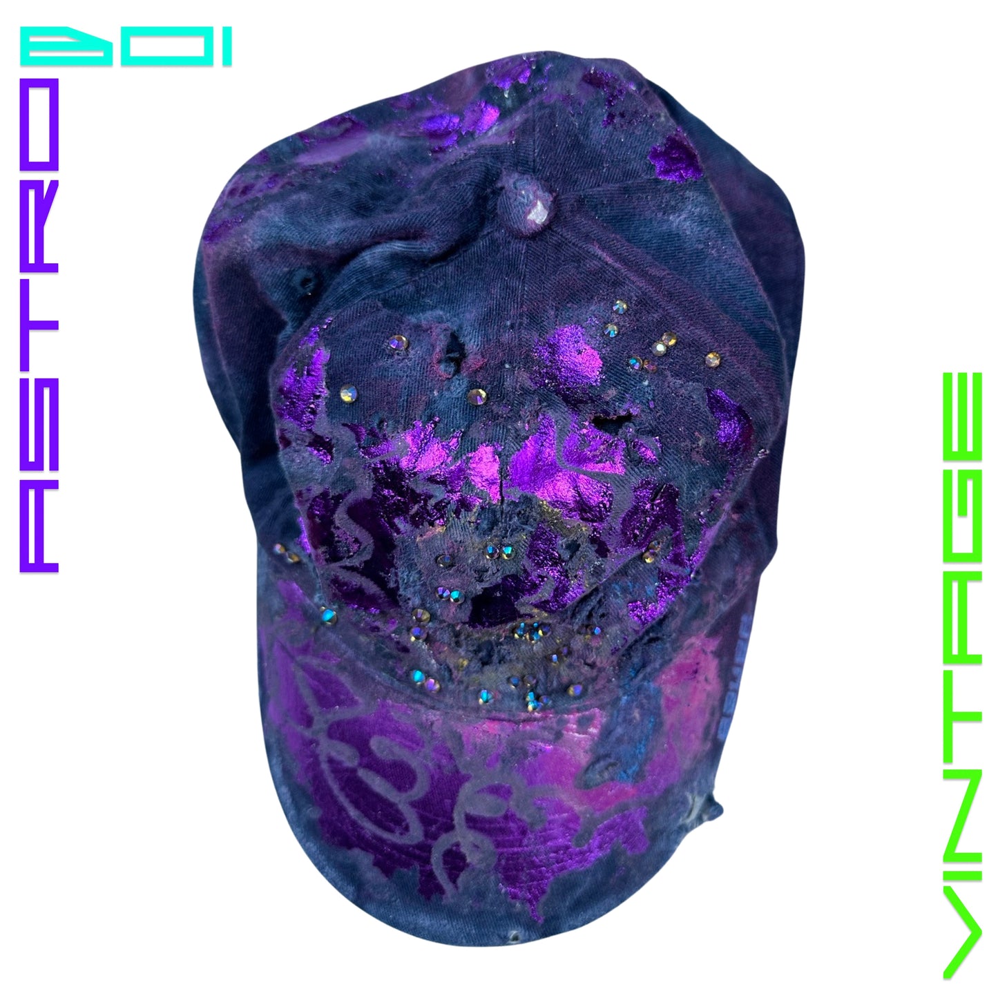 ASTROBOI* 'Clusters' Purple Distressed Rhinestone Hat