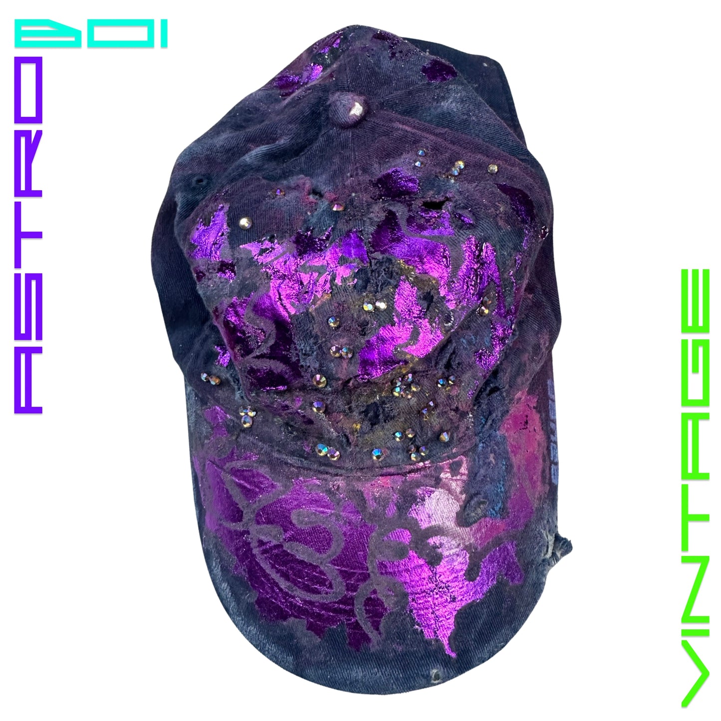 ASTROBOI* 'Clusters' Purple Distressed Rhinestone Hat