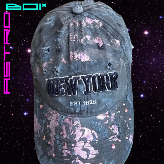 ASTROBOI* NEW YORK 'TWILIGHT HAZE' DISTRESSED BASEBALL CAP