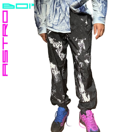 ASTROBOI* NYLON PAINTED WINDBREAKER TRACK PANTS _ XL