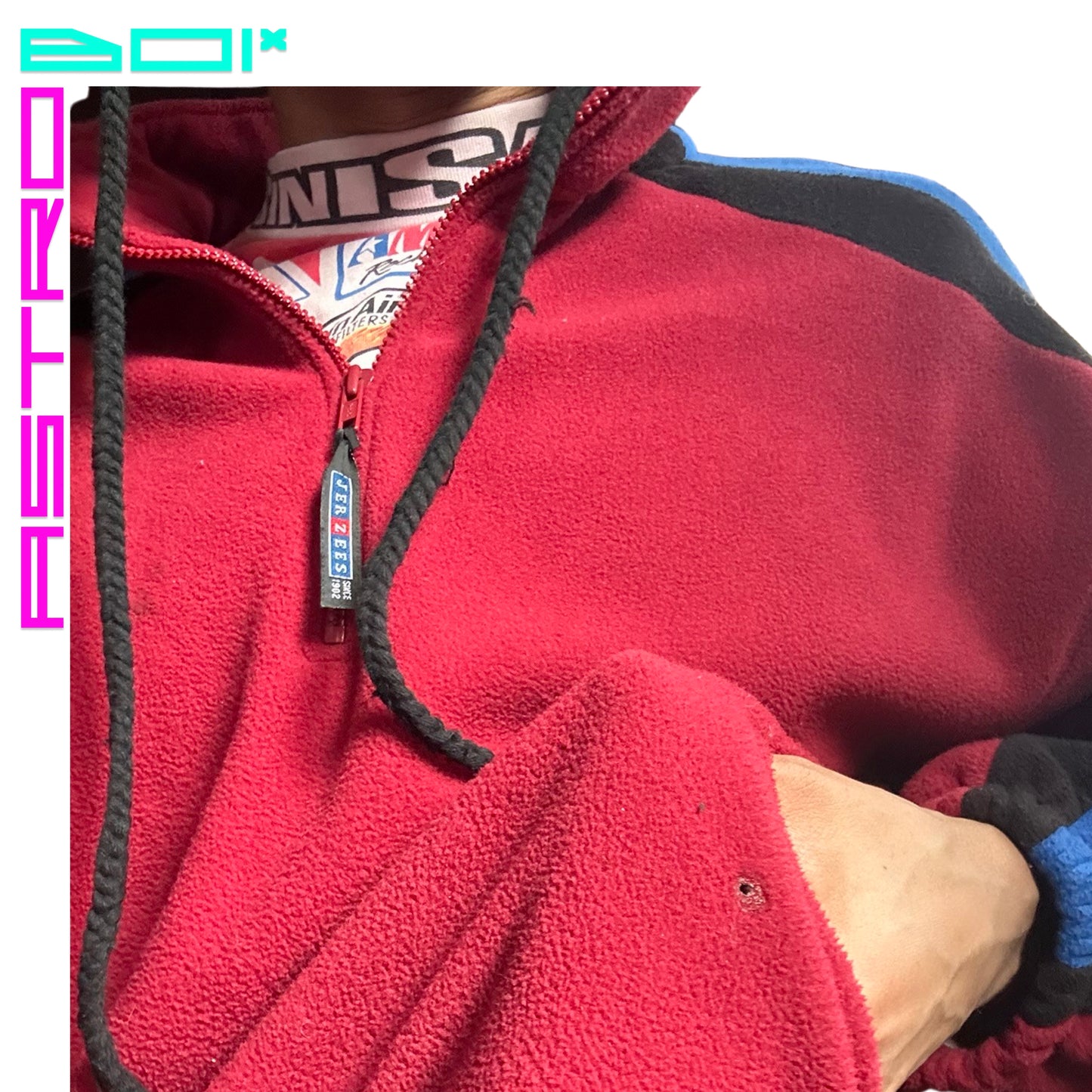 JERZEES OVERSIZED BURGUNDY FLEECE ZIP UP