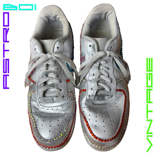 ASTROBOI* NIKE AIR FORCE METALLIC RAINBOW RHINESTONE SHOES