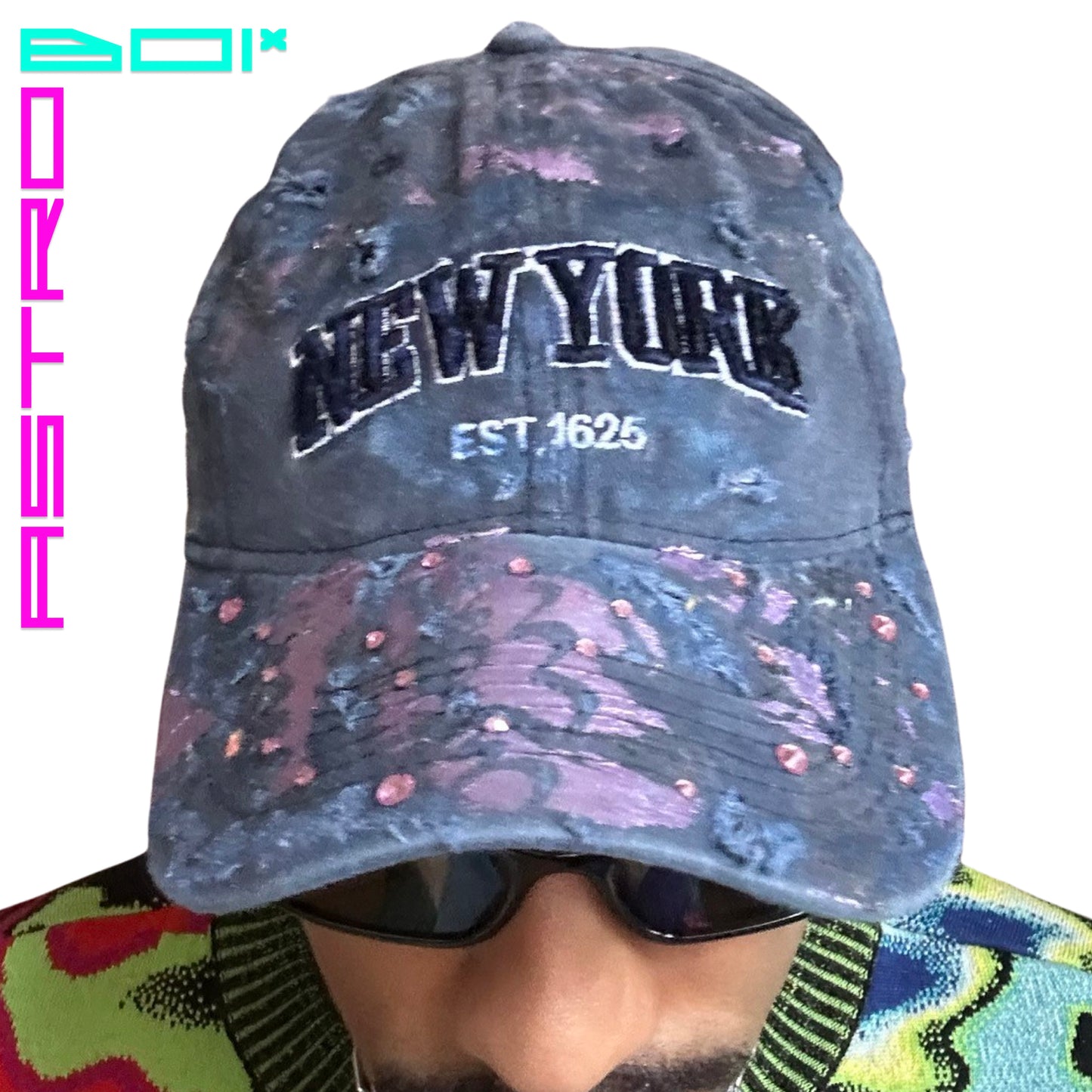 ASTROBOI* NEW YORK 'TWILIGHT HAZE' DISTRESSED BASEBALL CAP