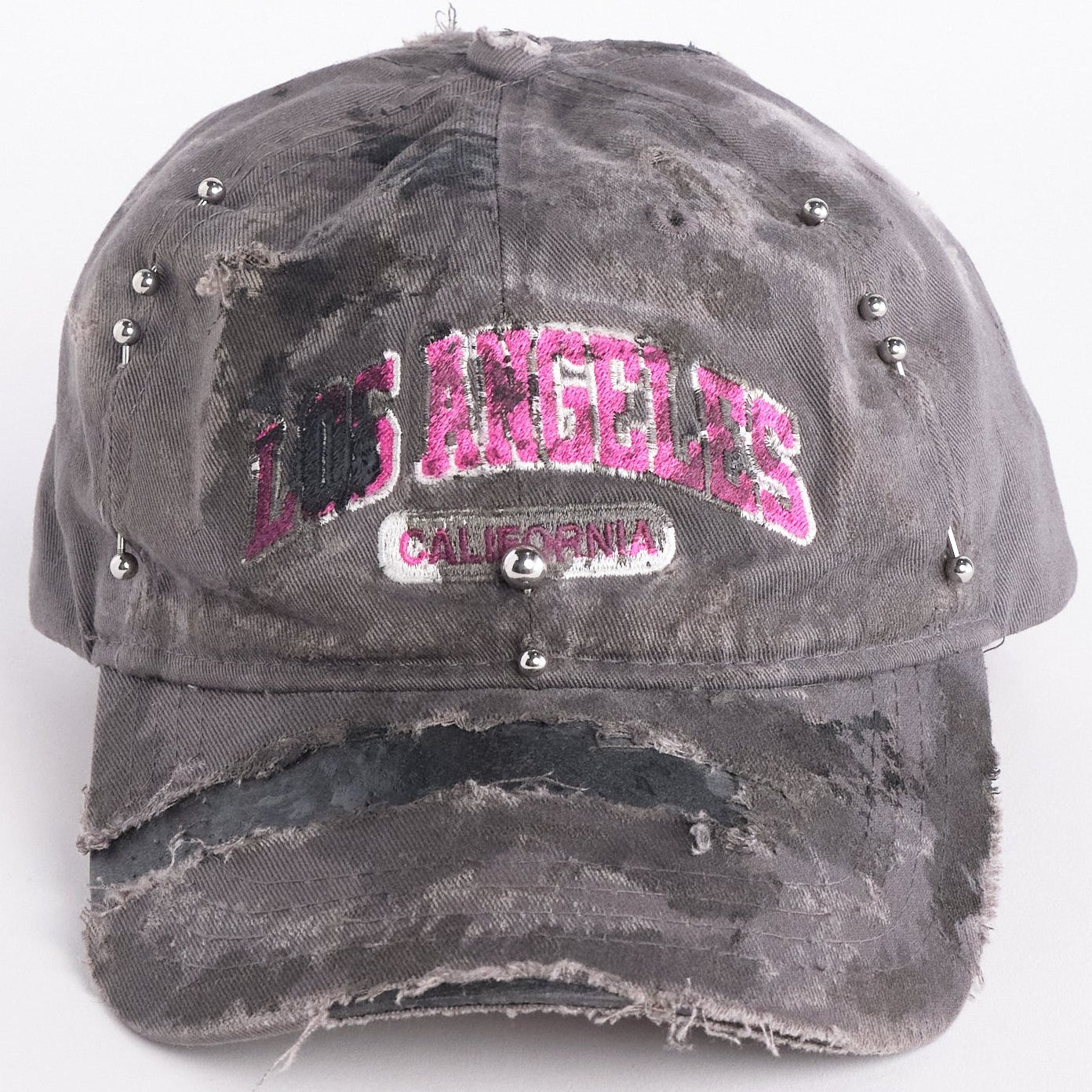 Gray and Pink Distressed Cap MIAMI Hot Pink Distressed Hat | MamiWear.com main image 4