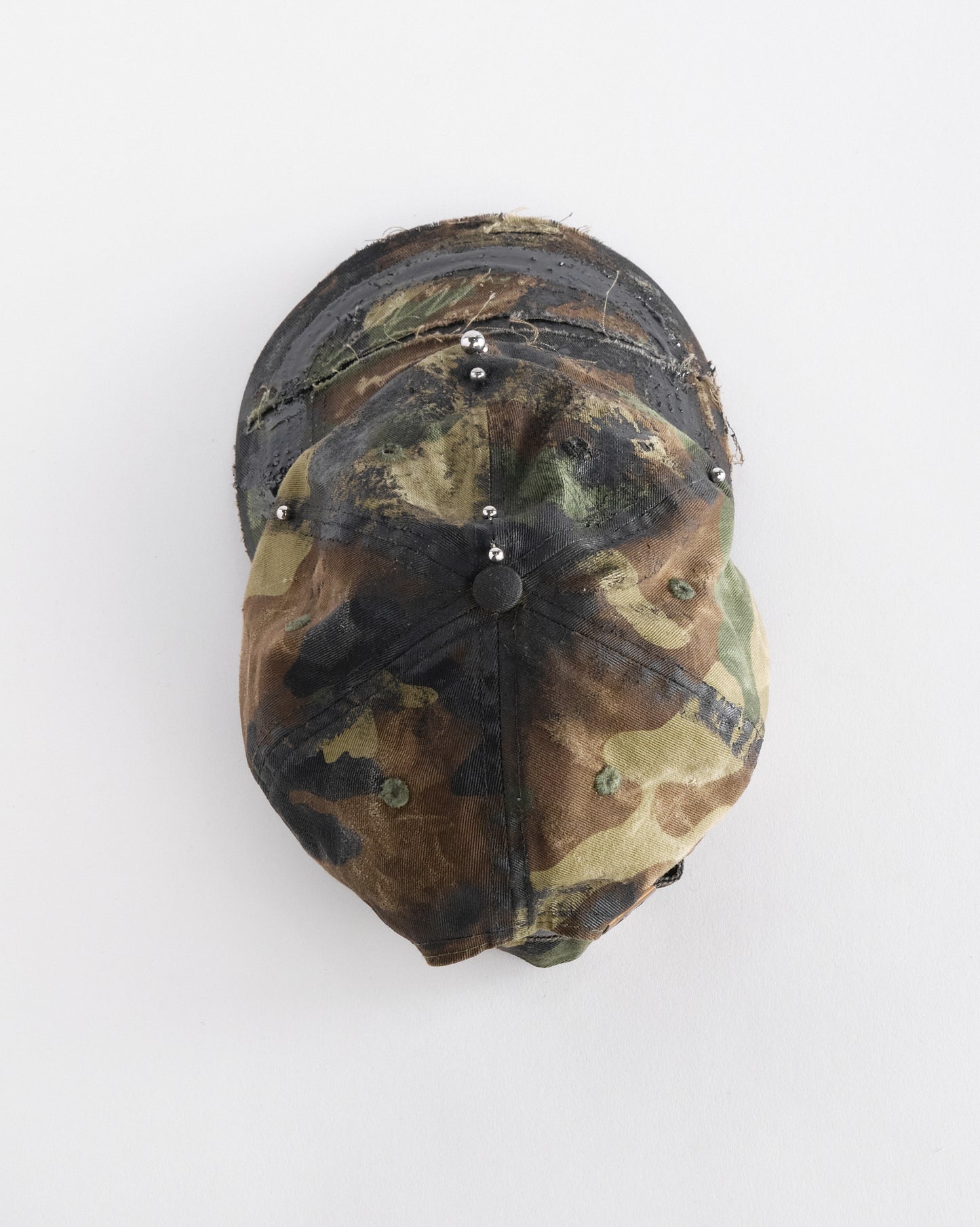 'Troops’ Green Camouflage Distressed & Pierced Hat