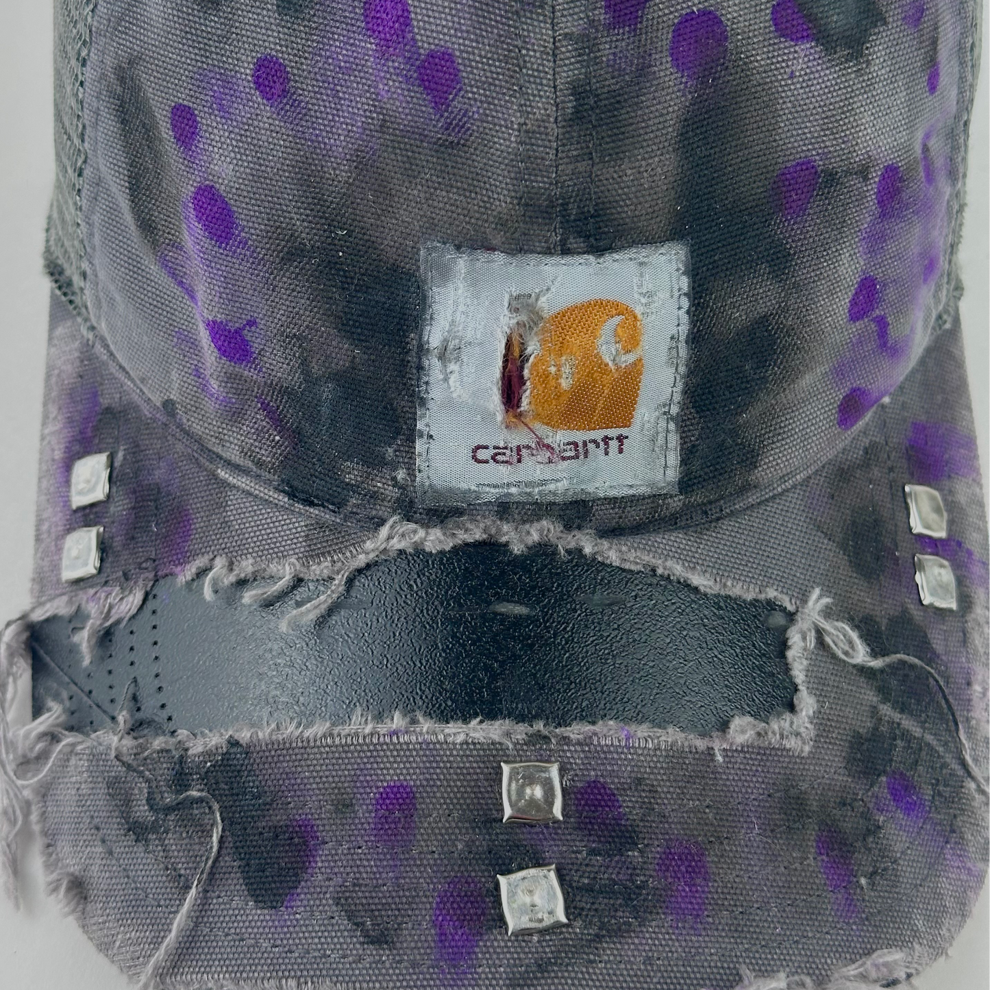 ASTROBOI* x Carhartt 'Amethyst' Gray & Purple Distressed Studded Hat