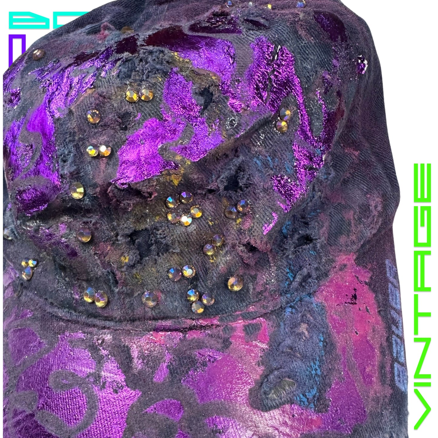 ASTROBOI* 'Clusters' Purple Distressed Rhinestone Hat