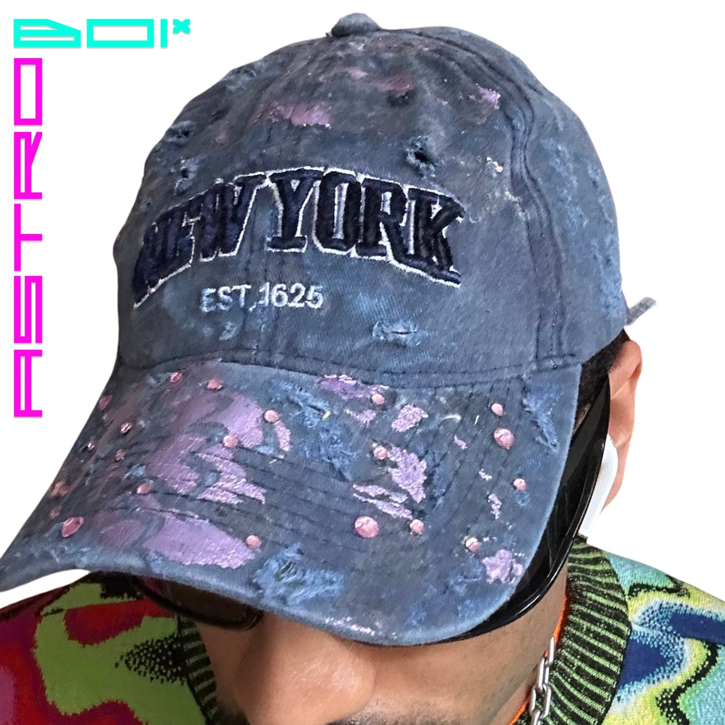 ASTROBOI* NEW YORK 'TWILIGHT HAZE' DISTRESSED BASEBALL CAP