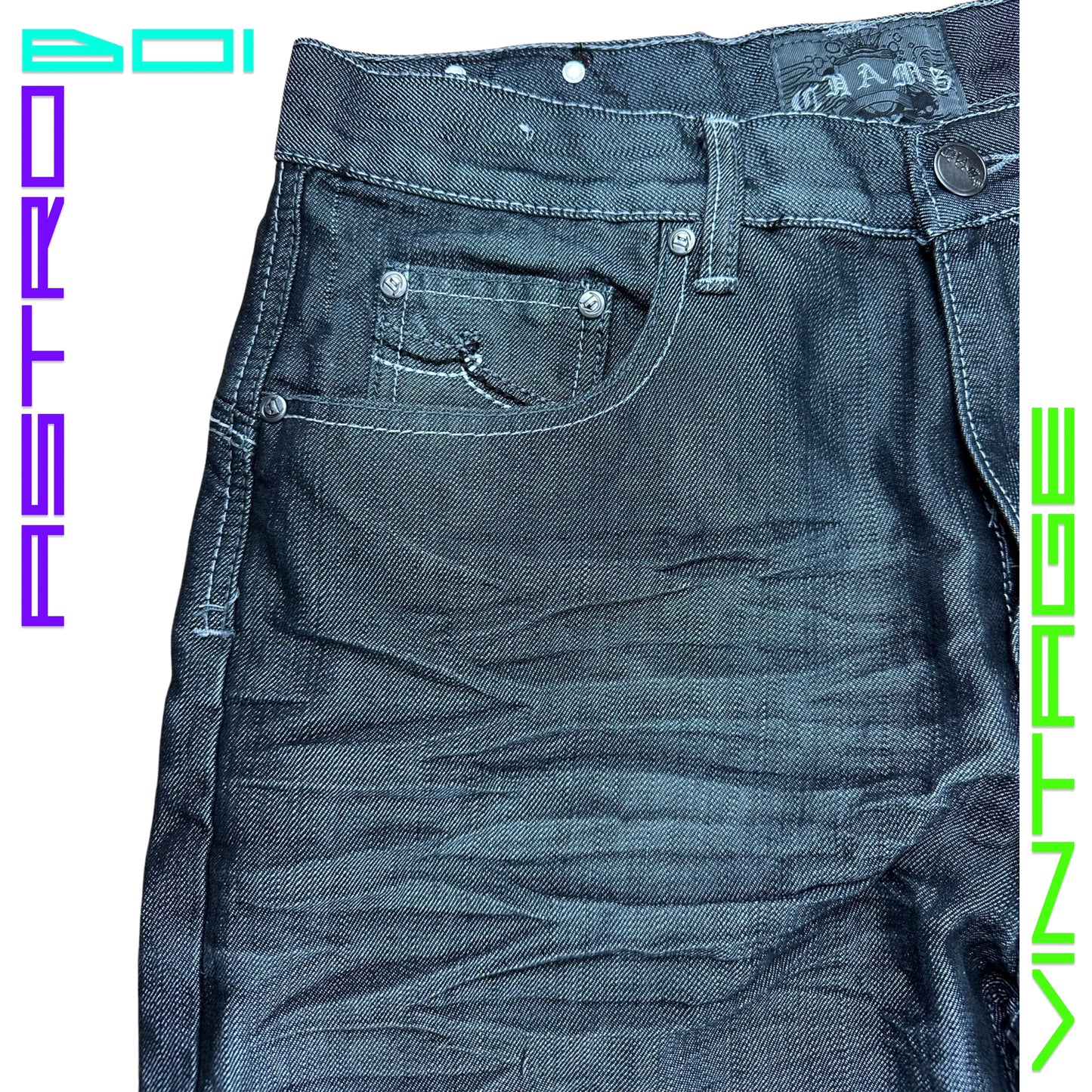 VINTAGE Y2K CHAMPS DENIM CHAMBRAY JEANS _ 32"