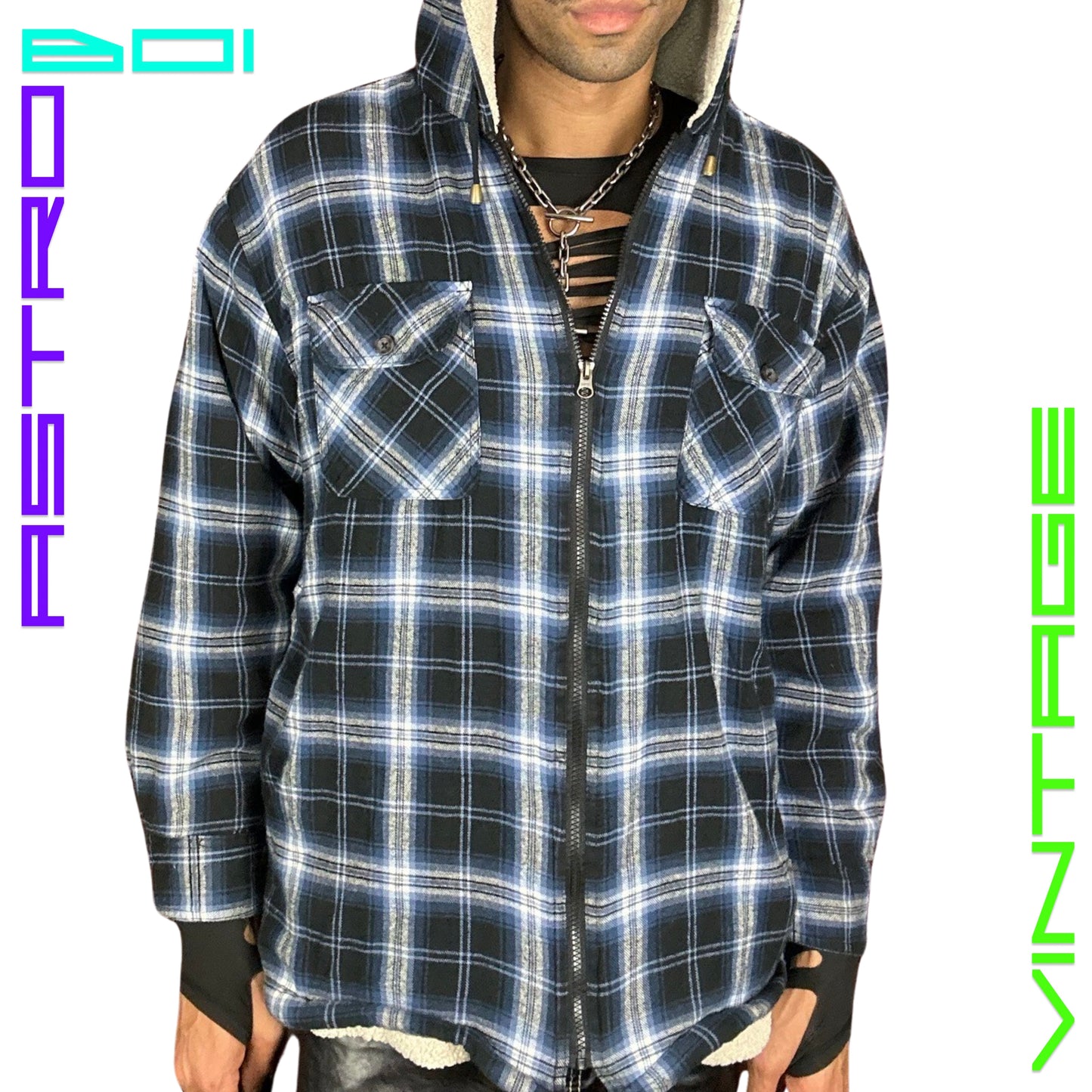 SAINT JOHNS BAY PLAID FLANNEL SHERPA JACKET _ XXL