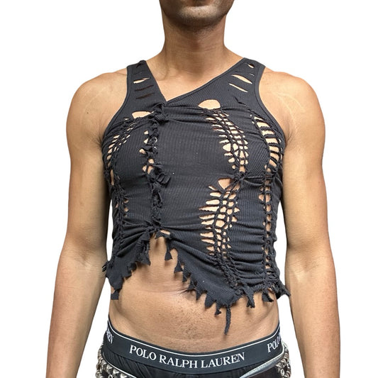 ASTROBOI* 'Andromeda' Black Twist Braided Tank Top - front 