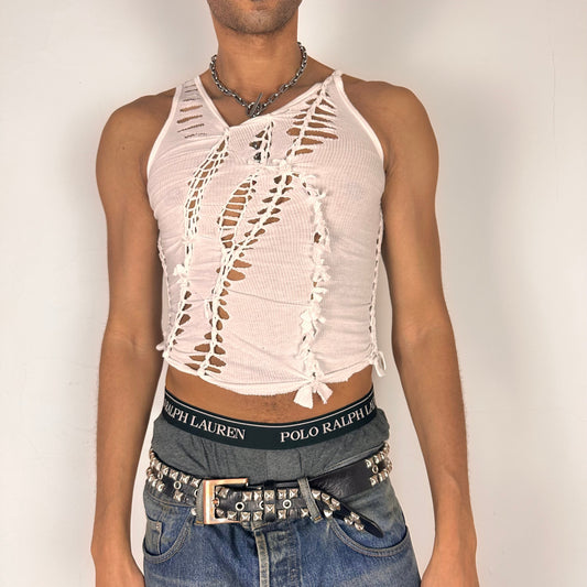 ASTROBOI* 'Blanc' White Braided Twist Tank Top  - Medium