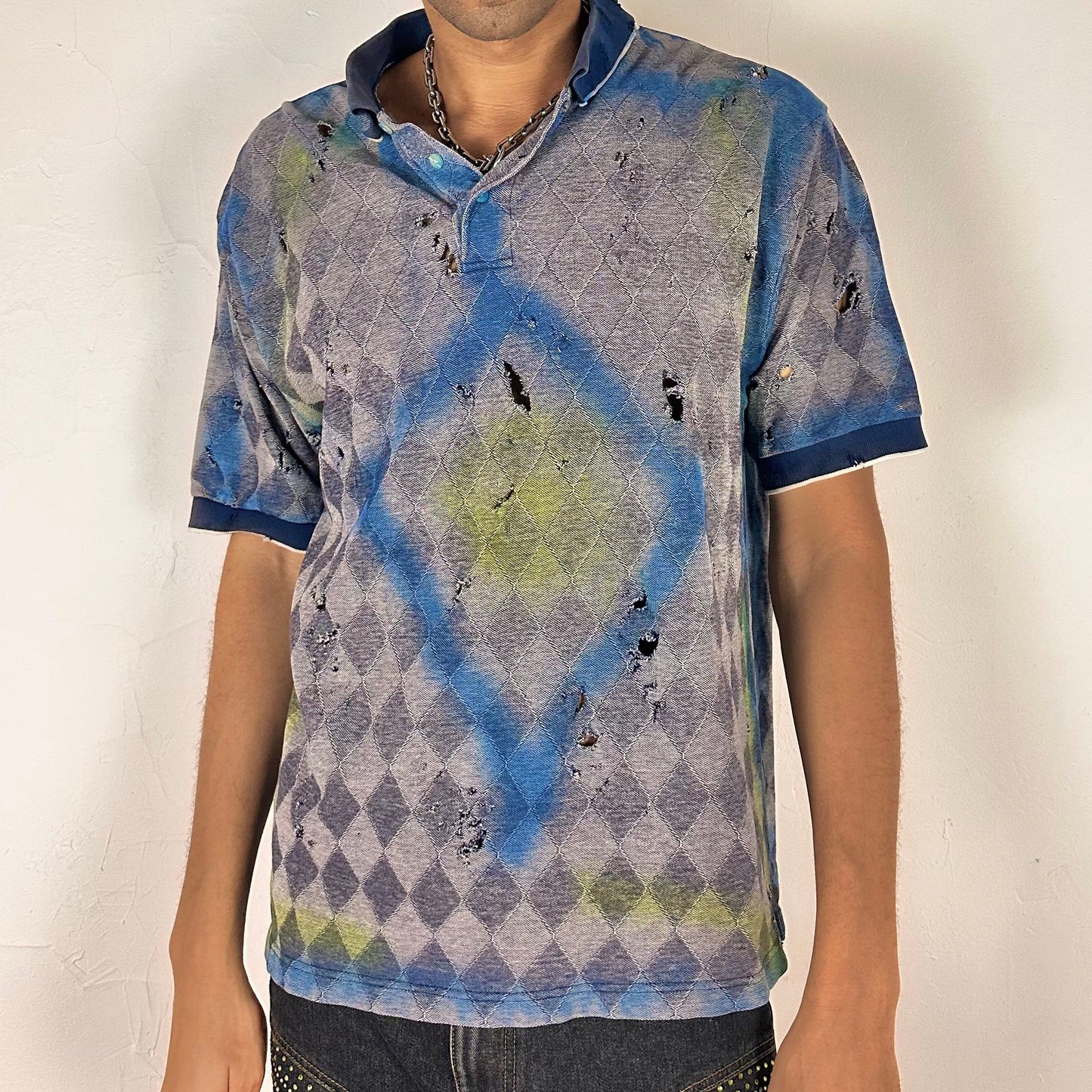 Blue Diamond Airbrushed Polo - XL