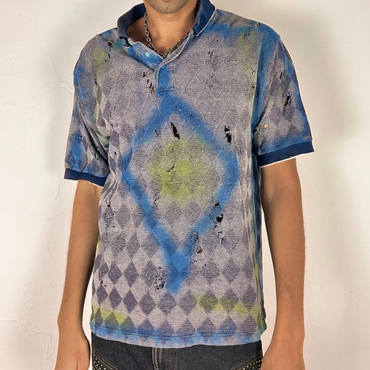 Blue Diamond Airbrushed Polo - XL