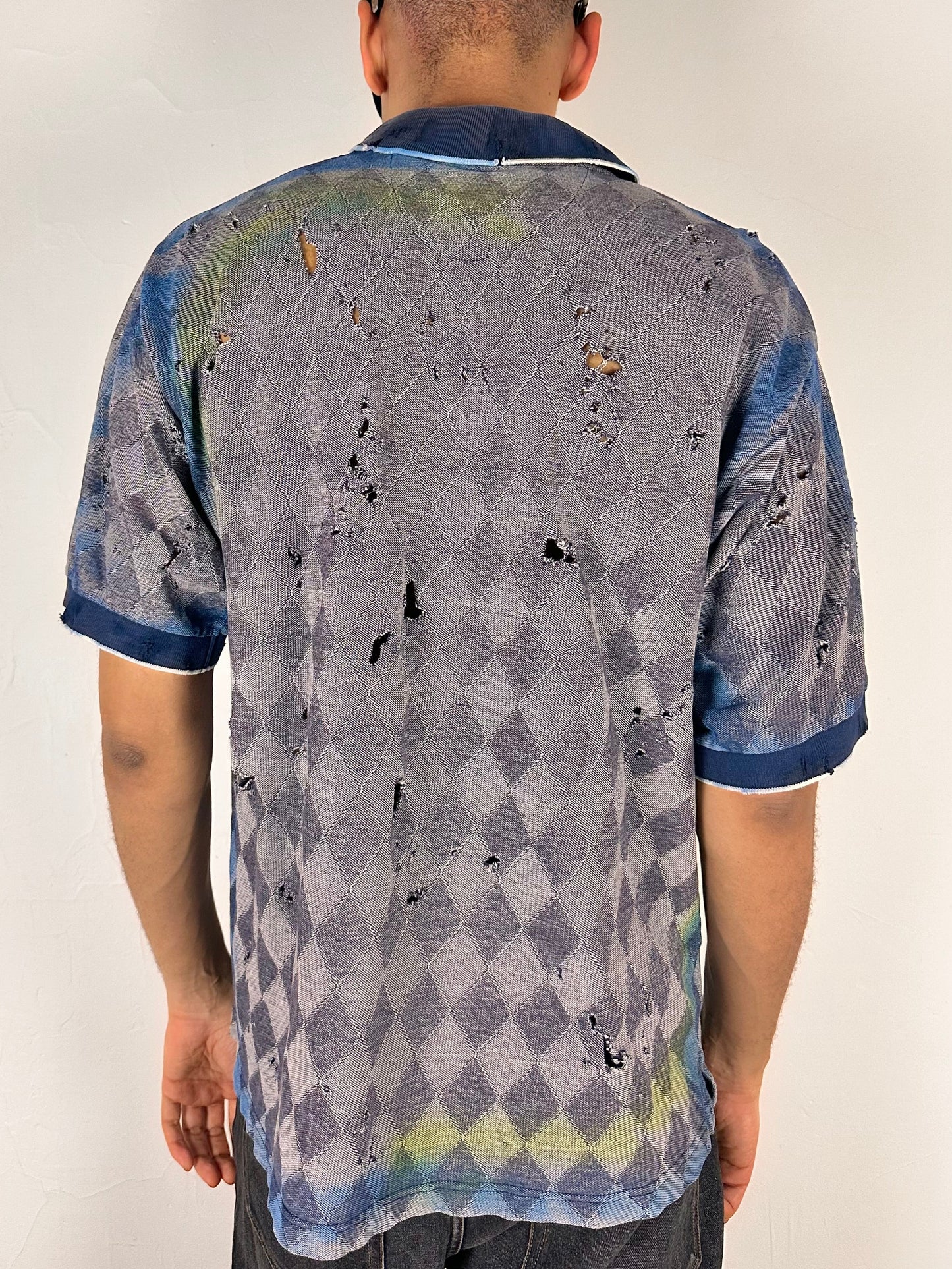 Blue Diamond Airbrushed Polo - XL