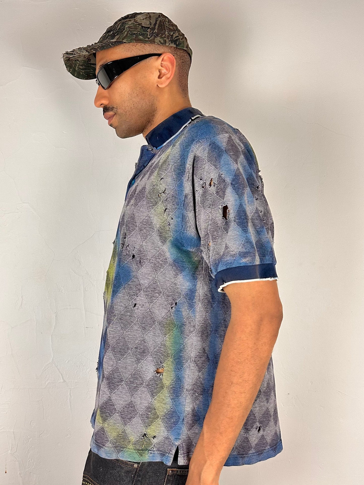 Blue Diamond Airbrushed Polo - XL