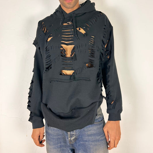 x Gildan 'Trap' Black Ripped Oversized Hoodie – XL