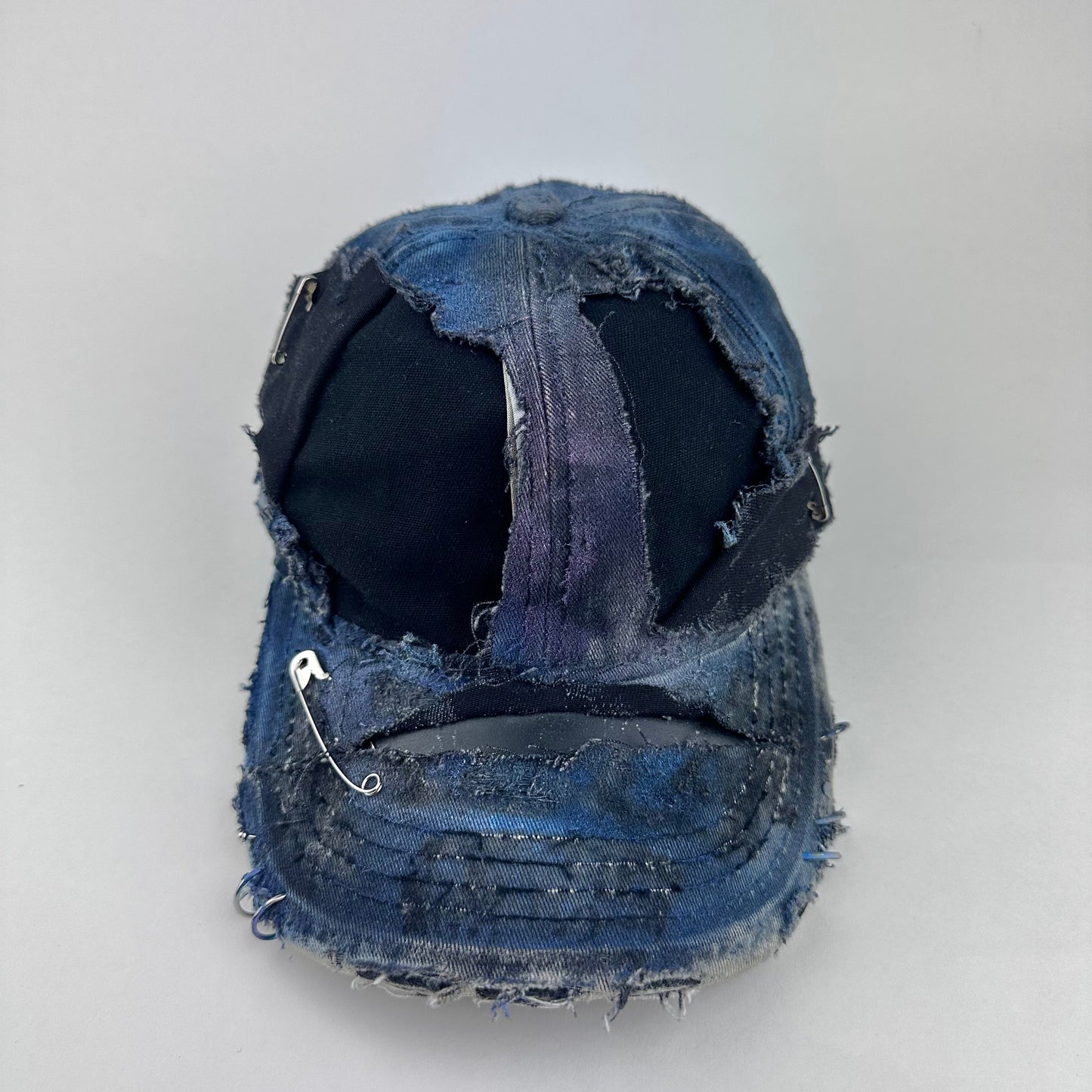 ASTROBOI* 'Nebulous Cloud' Black Rainbow Grunge Pierced Hat