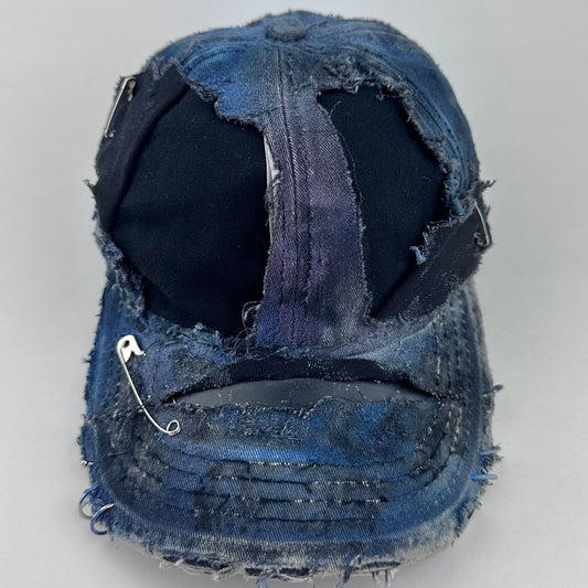 ASTROBOI* 'Nebulous Cloud' Black Rainbow Grunge Pierced Hat