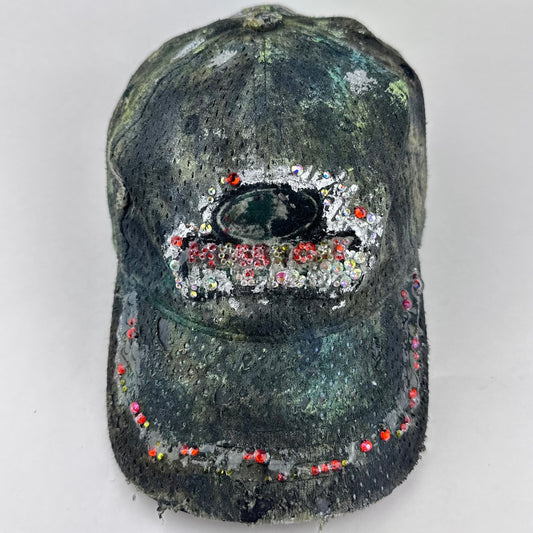 ASTROBOI* x Mossy Oak 'Moss' Green Rhinestone Mesh Hat