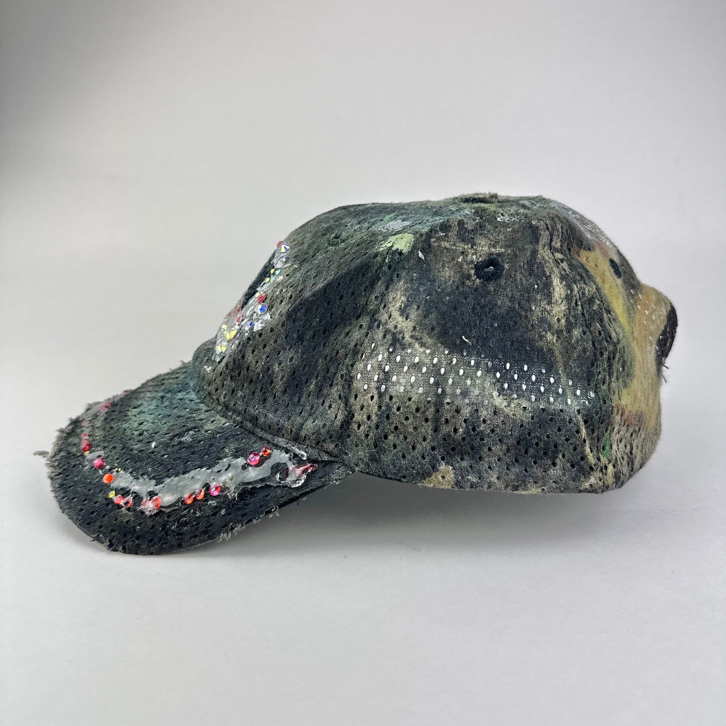 ASTROBOI* x Mossy Oak 'Moss' Green Rhinestone Mesh Hat